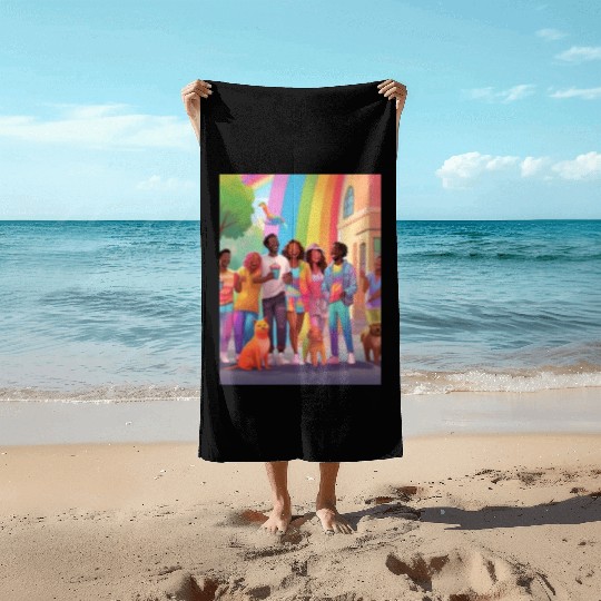A group of people laughing and enjoying each other Beach Towels