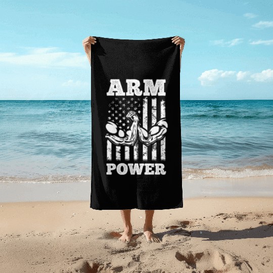Arm Wrestling US Flag Arm Wrestler Arm Power Beach Towels