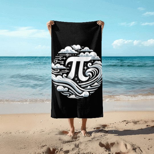 Funny Pi Day 2024 3,14 Pi Number Symbol Math Beach Towels
