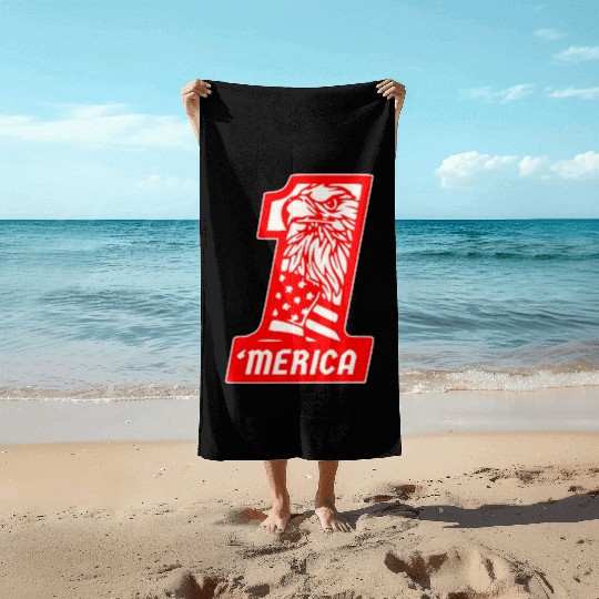 ‘Merica Eagle #1 © WhiteTigerLLC.Com Beach Towels