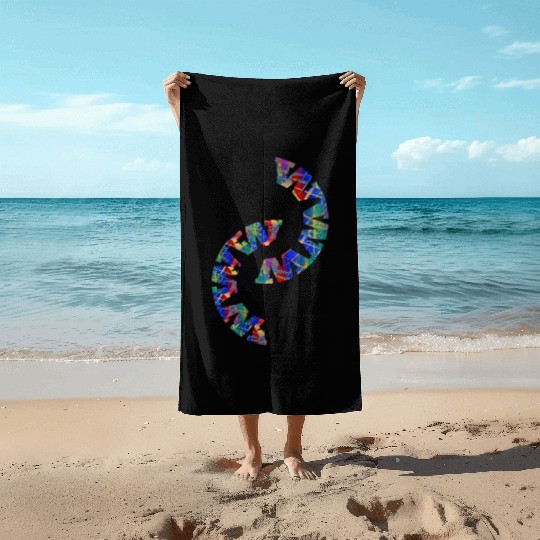 English-W alphabet black font letters Beach Towels