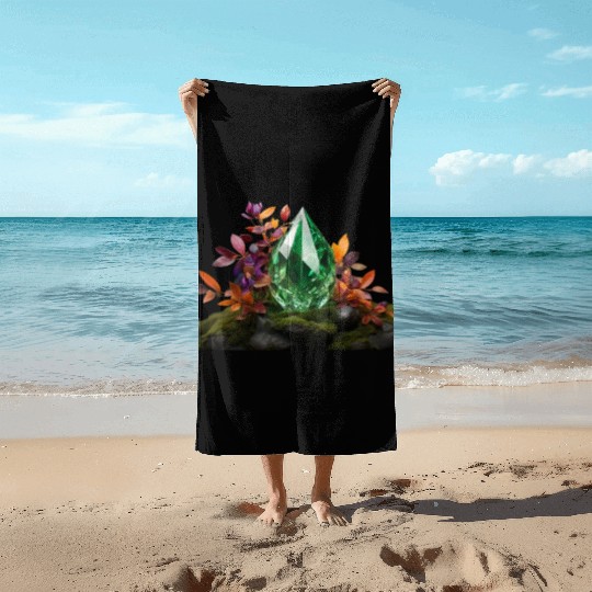 green crystal Beach Towels