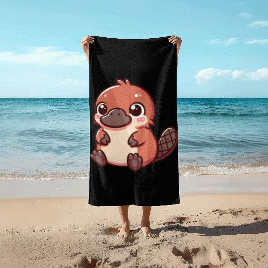 Playful Platypus Cartoon Beach Towels