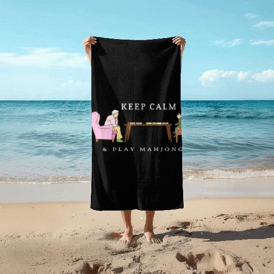 Keep Calm and Play Mahjong - Grandpa Grandson Beach Towels