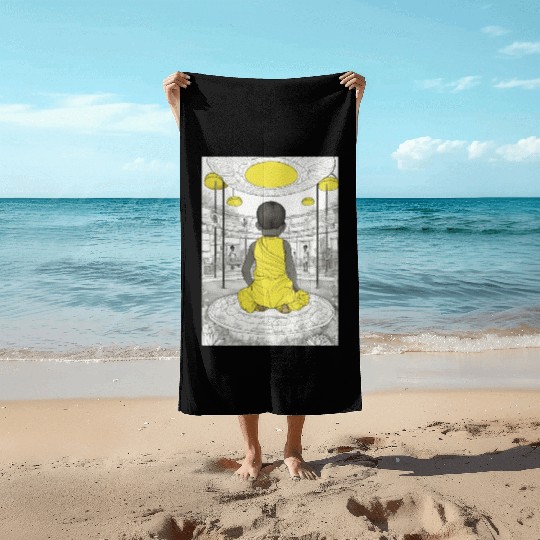 coloring book african children art Beach Towels