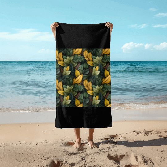 Fall Leaves Pattern Beach Towels