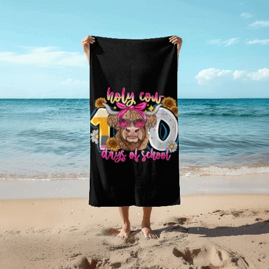 Holy Cow 100 Days Of School Beach Towels