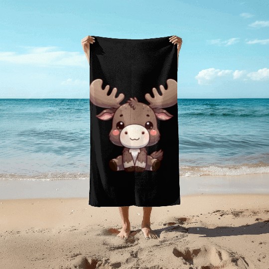 Playful Bison Cartoon Beach Towels