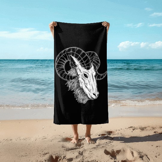 Dark Devil Baphomet Goat Head Beach Towels