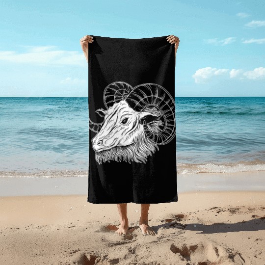 Baphomet Goat Horn Art Beach Towels