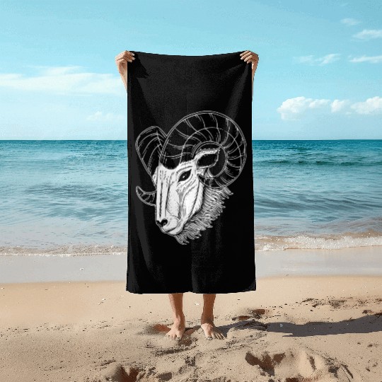 Dark Baphomet Goat Art Beach Towels