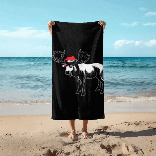 Christmas Moose X mas Deer Animal Fan Hilarious Beach Towels