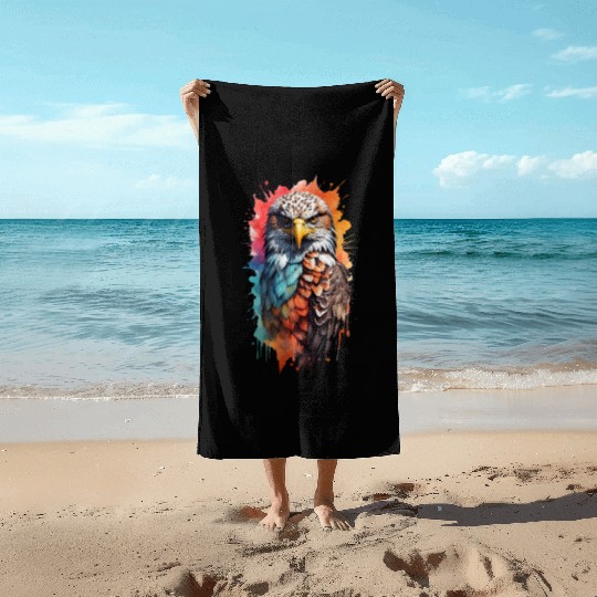 Stunningly colored bald eagle Beach Towels