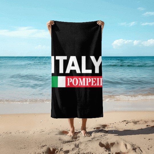 Italy Flag Pompeii Conservation Volcanic Eruption Beach Towels