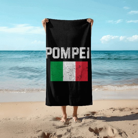 Pompeii Flag Italy Geology Beach Towels