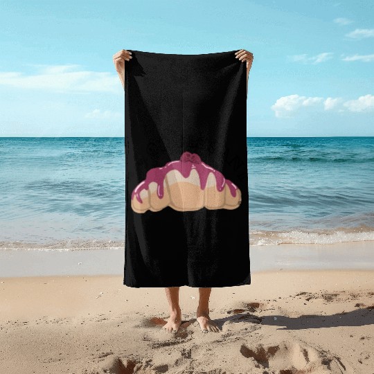 Be My Croissant Doodle Beach Towels