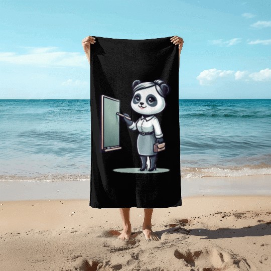 Cute Panda Teacher Beach Towels