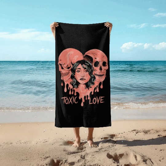 Toxic Love Valentine Couple Beach Towels