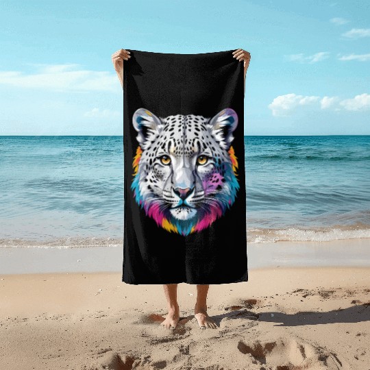 Snow Leopard Beach Towels