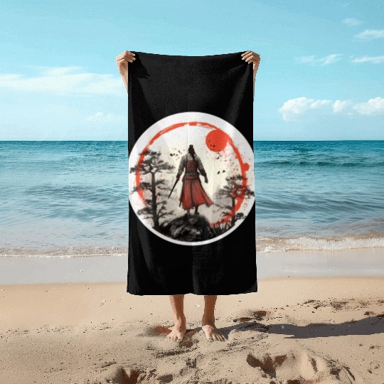 Samurai Sunset Beach Towels