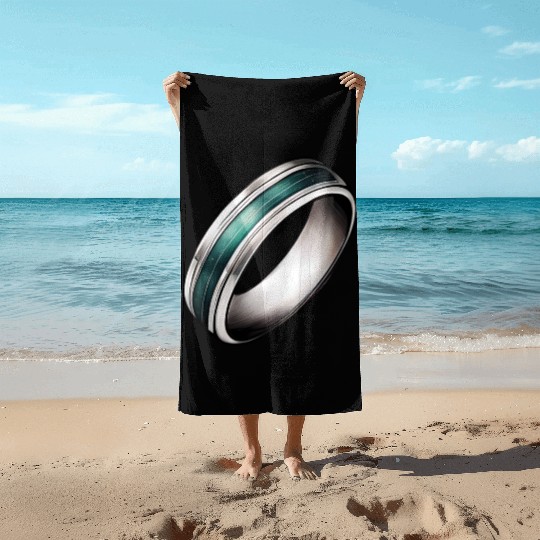 Silver Ring With Green Inlay Jewelry Beach Towels