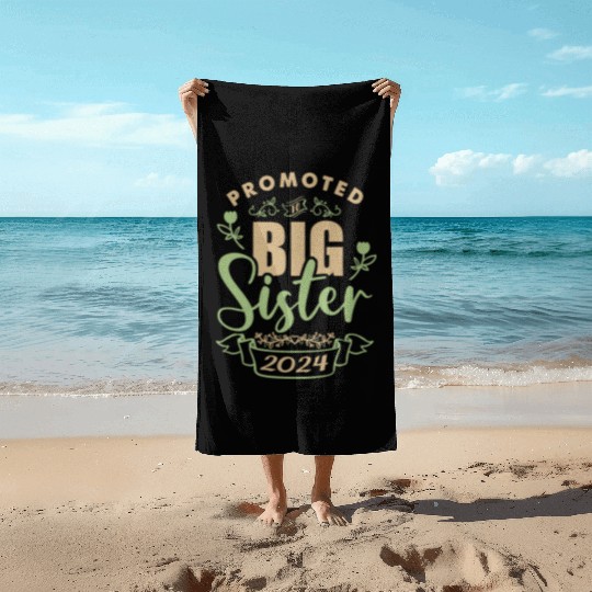 I will be a big sister at birth in 2024 Beach Towels
