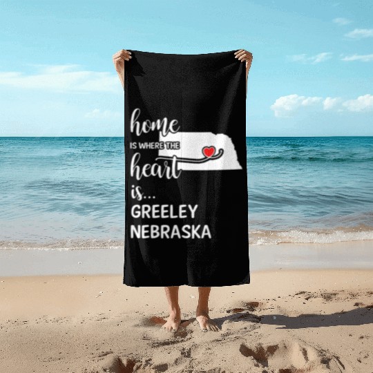 Greeley County Nebraska Is Where My Heart Is Gift Beach Towels