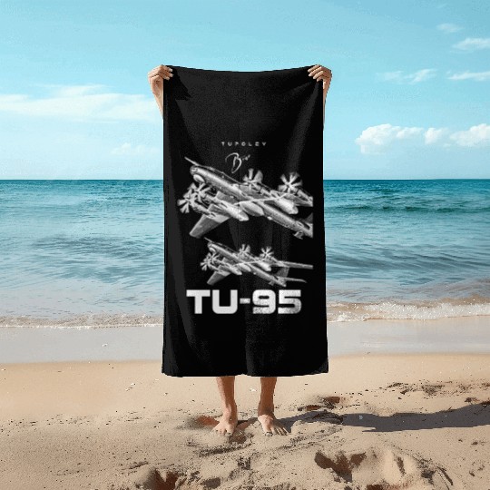 Tupolev TU-95 Heavy Russian Bomber Aircraft Beach Towels