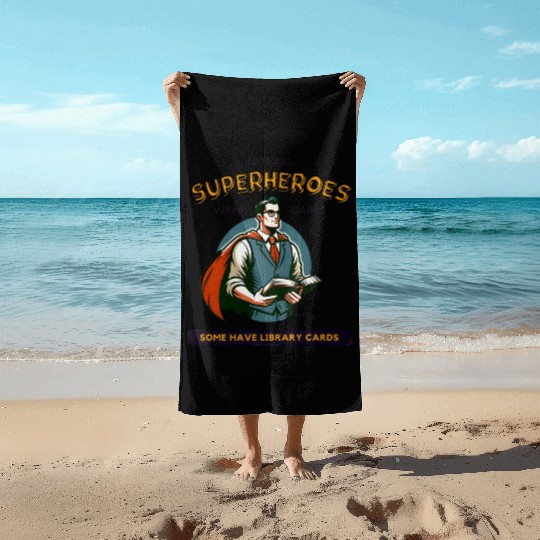 Superhero Librarian - Library Card Beach Towels