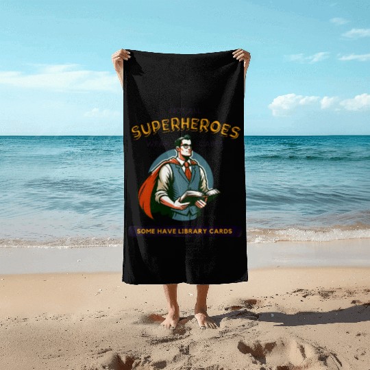 Superhero Librarian - Library Card Beach Towels