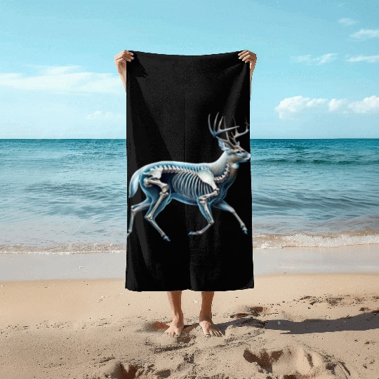 Deer Skeleton Anatomy Beach Towels