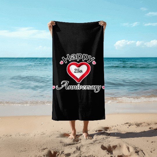 anniversary 25th Beach Towels