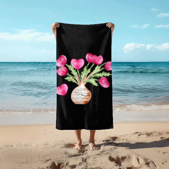 Turnip Love Bouquet Heart Flowers Valentine's Day Beach Towels