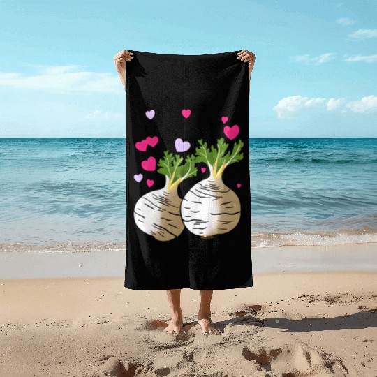 Turnip Love Hearts Valentine's Day Beach Towels