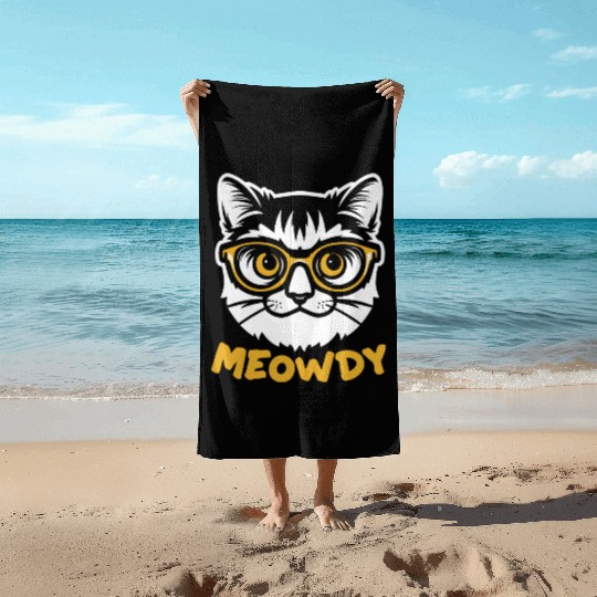 Meowdy Funny Kitty Michigan Gift Beach Towels