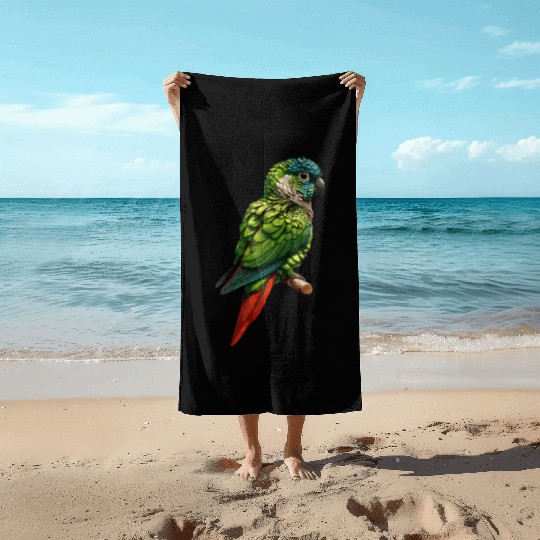 Green Cheek Conure Cute Conure Parrot Beach Towels