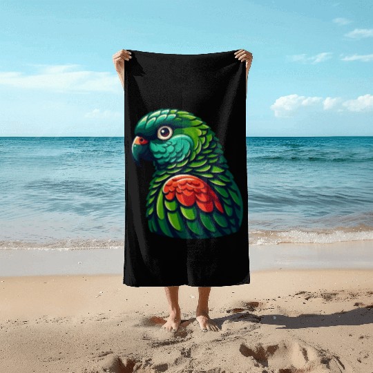 Green Cheeked Conure Cute Conure Parrot Beach Towels