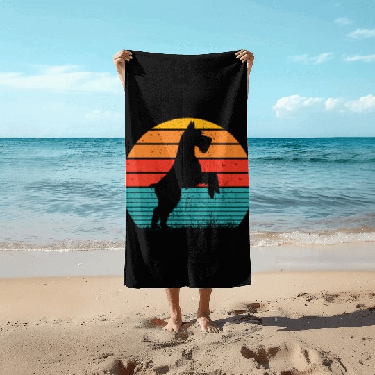 Schnauzer Dog Sunset Beach Towels