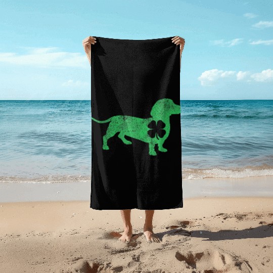 Dachshund Dog Shamrock St Patrick s Day Saint Pa Beach Towels
