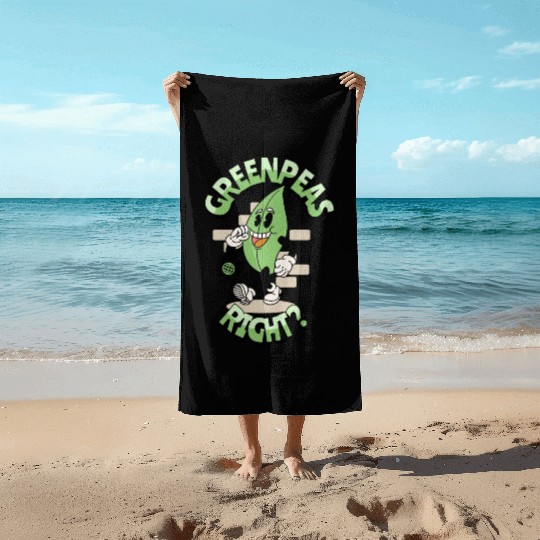 Groovy vegetable greenpeas Beach Towels