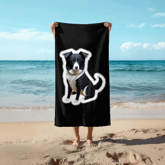 Origami Border Collie Beach Towels