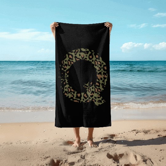 Q army camo design Beach Towels