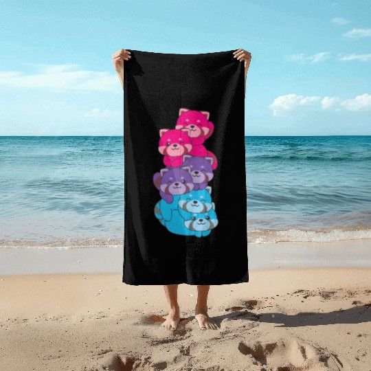 Androgynous Flag Pride Lgbtq Cute Red Panda Beach Towels