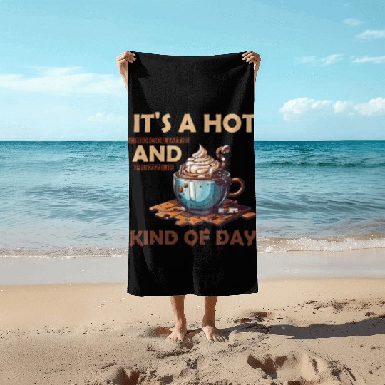hot chocolate and puzzle kind of day Vintage retro Beach Towels