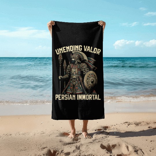 Persian Immortal Achaemenid Empire Persian Warrior Beach Towels