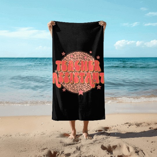 Retro Groovy Leopard Teacher Assistant Beach Towels