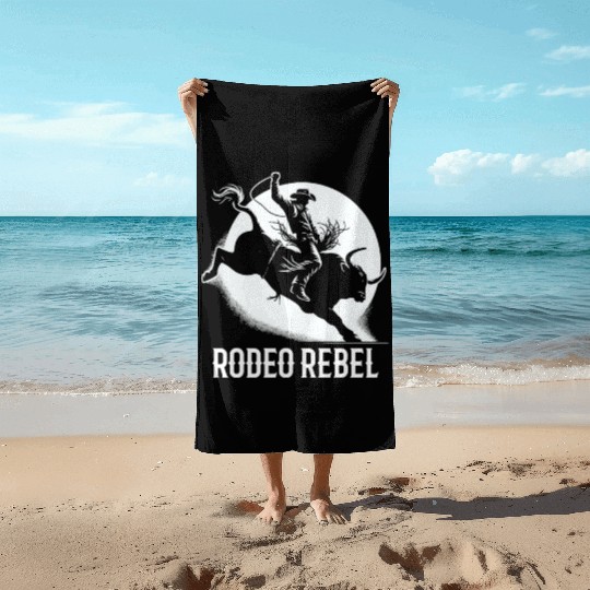 Rodeo Bull Riding Livestock Show Farmer Cattle Beach Towels