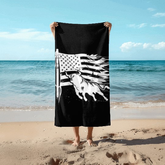 Rodeo Bull Riding Livestock Show Farmer Cattle Beach Towels
