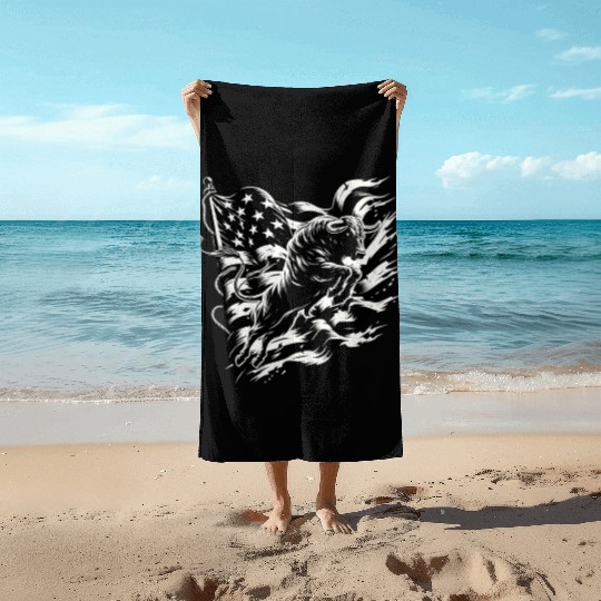 Rodeo Bull Riding Livestock Show Farmer Cattle Beach Towels