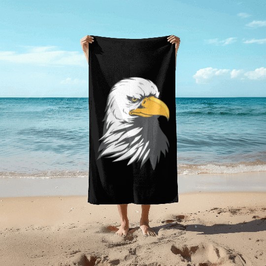 Bald Eagle Head Cartoon Beach Towels
